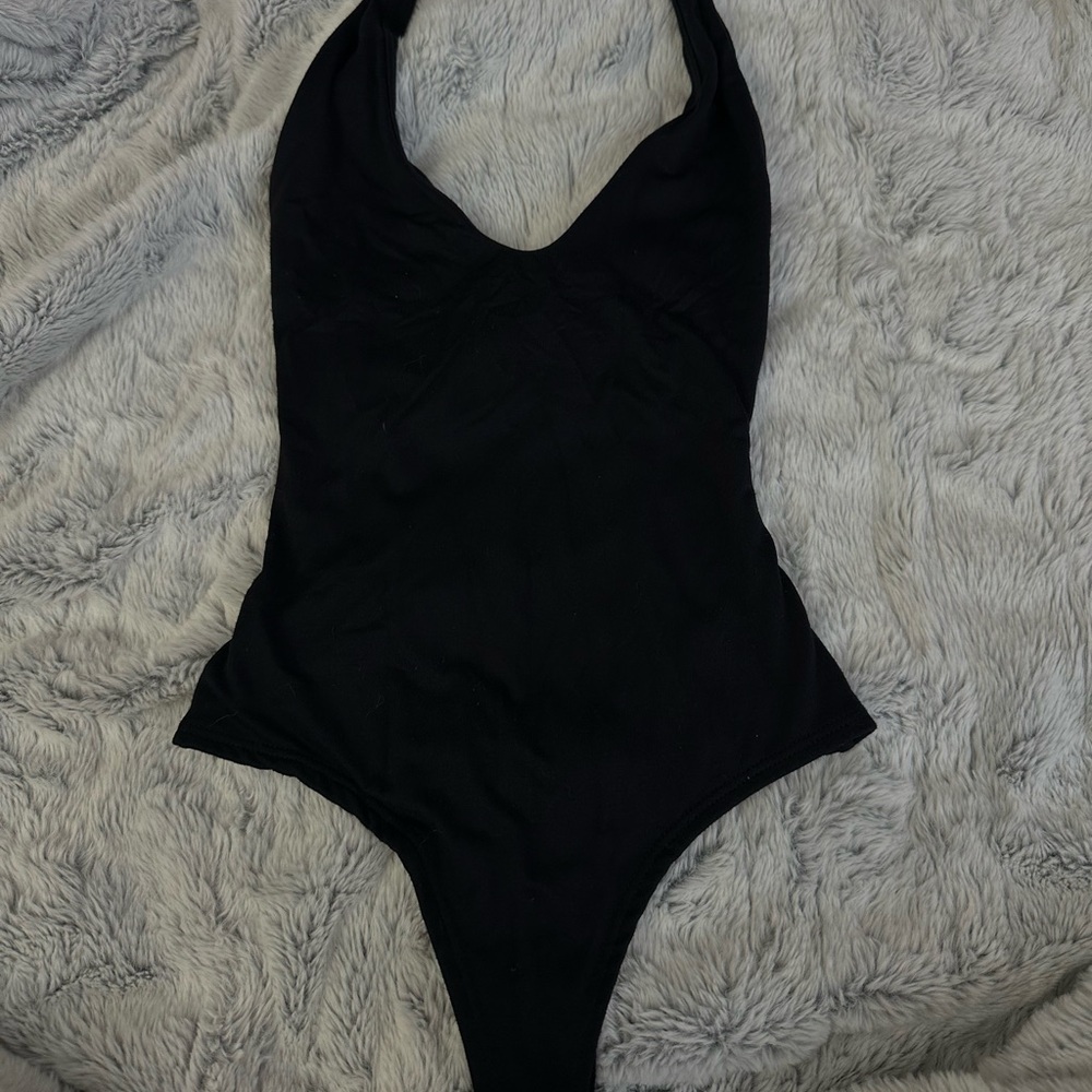 Chic Black Halter Bodysuit